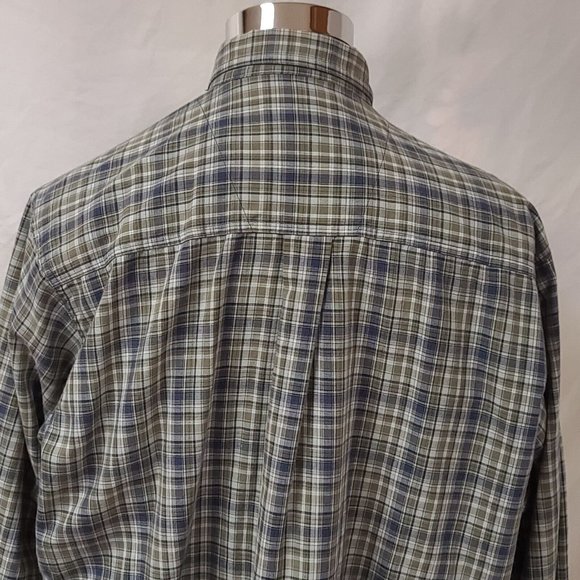 Wrangler Rugged Wear Mens XL Brown Stripe Plaid Long Sleeve Button Up Shirt - Picture 8 of 11